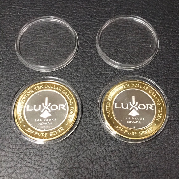 Luxor Las Vegas $10 Gaming Tokens .999 Fine Silver - Lot of 2 - Picture 1 of 4